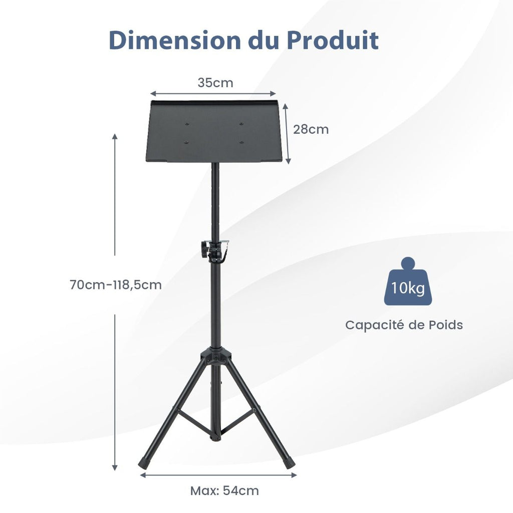 Trépied Pour Projecteur À Hauteur Réglable 70-118,5CM Support Videoprojecteur Pour Projecteur D'Ordinateur Portable Convient Aux Bureau Maison