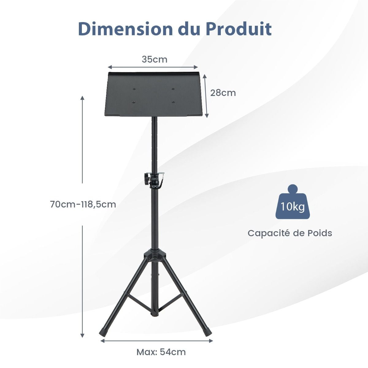 Trépied Pour Projecteur À Hauteur Réglable 70-118,5CM Support Videoprojecteur Pour Projecteur D'Ordinateur Portable Convient Aux Bureau Maison